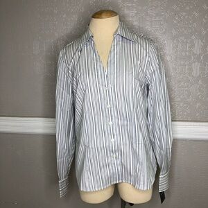 Alfani Essentials Women’s Grey Striped Long Sleeve Button Down Dress Size 12